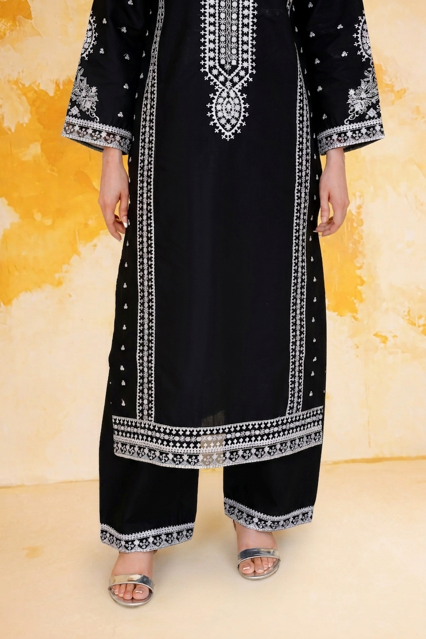 2pc summer embroidered suit - Salma