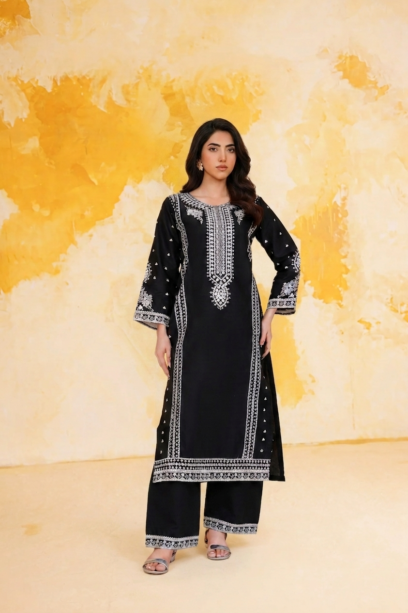 2pc summer embroidered suit - Salma