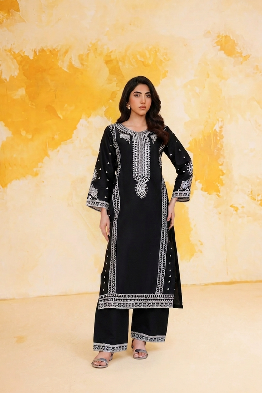 2pc summer embroidered suit - Salma