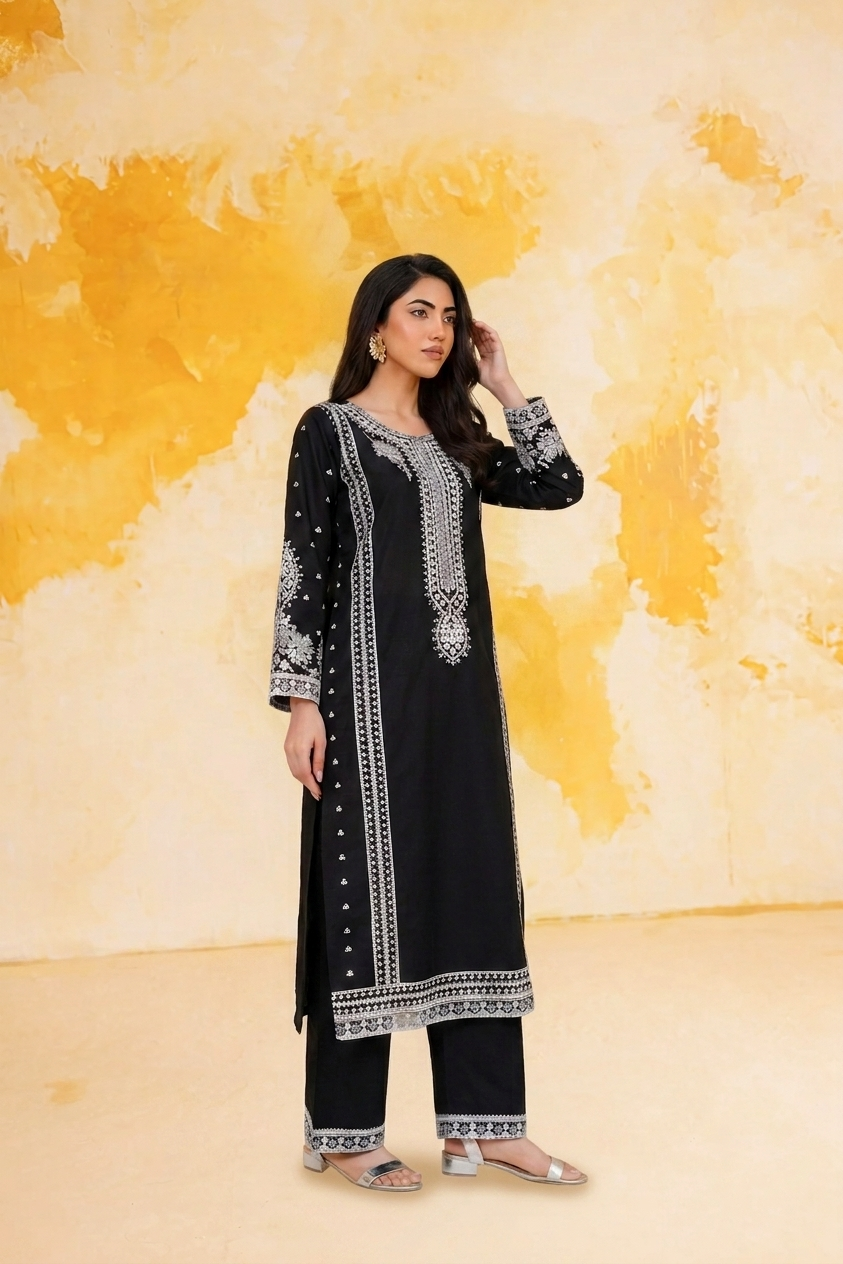 2pc summer embroidered suit - Salma