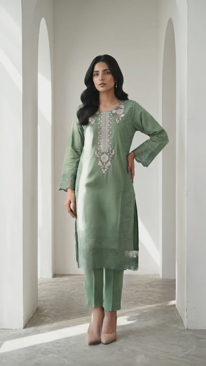 2pc summer embroidered suit - Farah